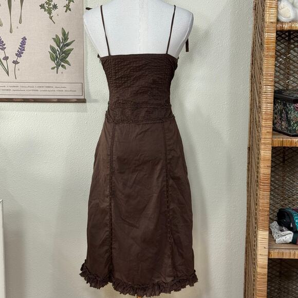 Y2k Ruffle Lace Tie Strap Babydoll Dress Mori Kei Forest Fairy Grunge Dolly S 6 - Picture 4 of 8